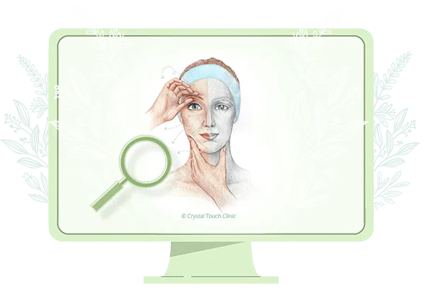Image for Bell's Palsy Online Consultation - a screen with a woman sculpting her face